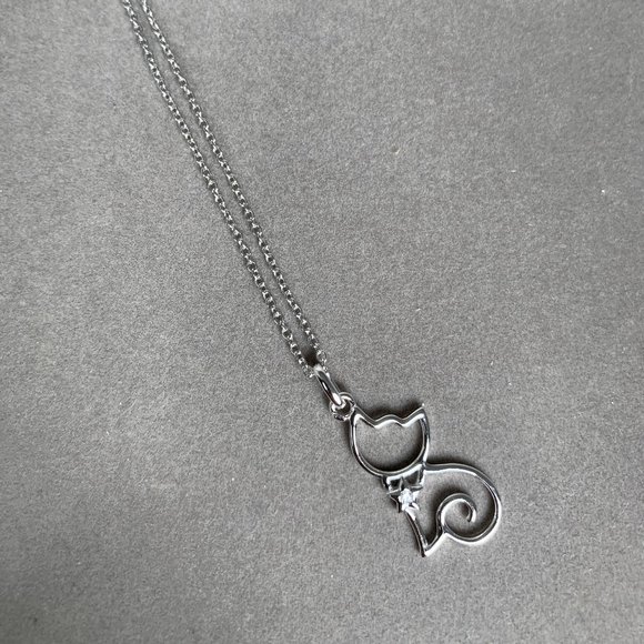 NEW Silver "Cut-out" Kitty Cat Necklace - Picture 5 of 9